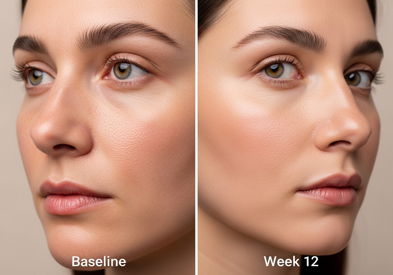 Baseline skin condition before treatment - cheek area showing dryness